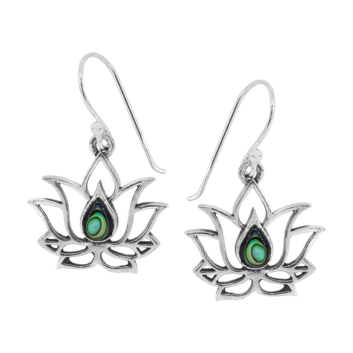 Lotus Flower Abalone Silver Earrings