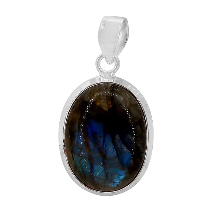 Oval Labradorite Silver Pendant