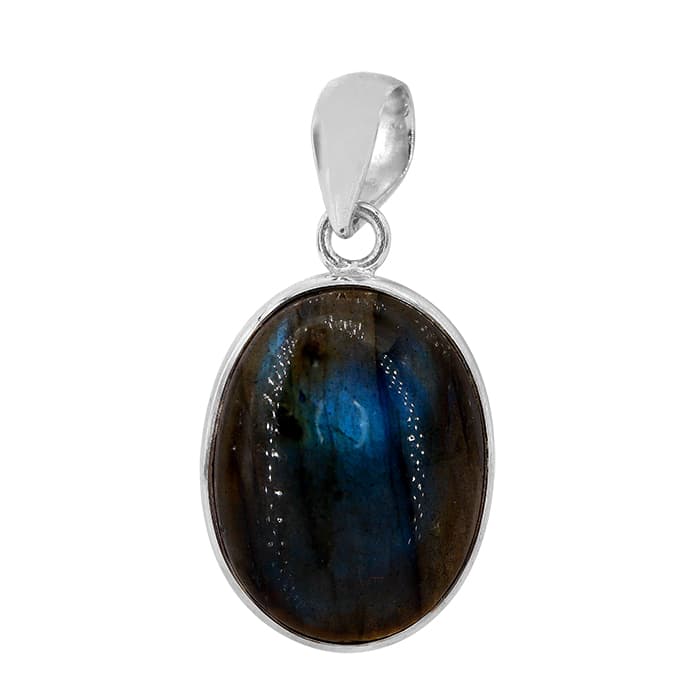 Oval Labradorite Silver Pendant
