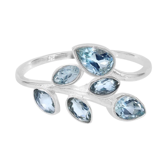 Leaf Topaz Silver Ring