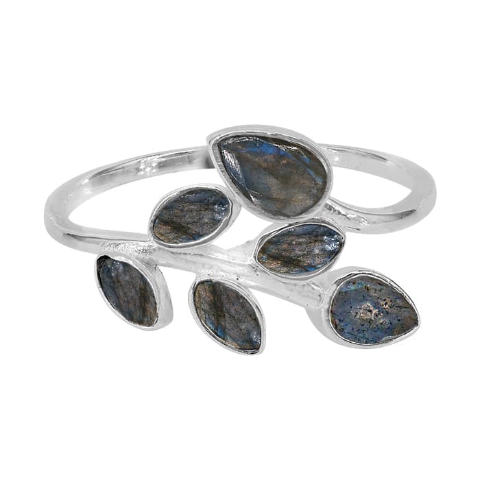 Leaf Labradorite Silver Ring