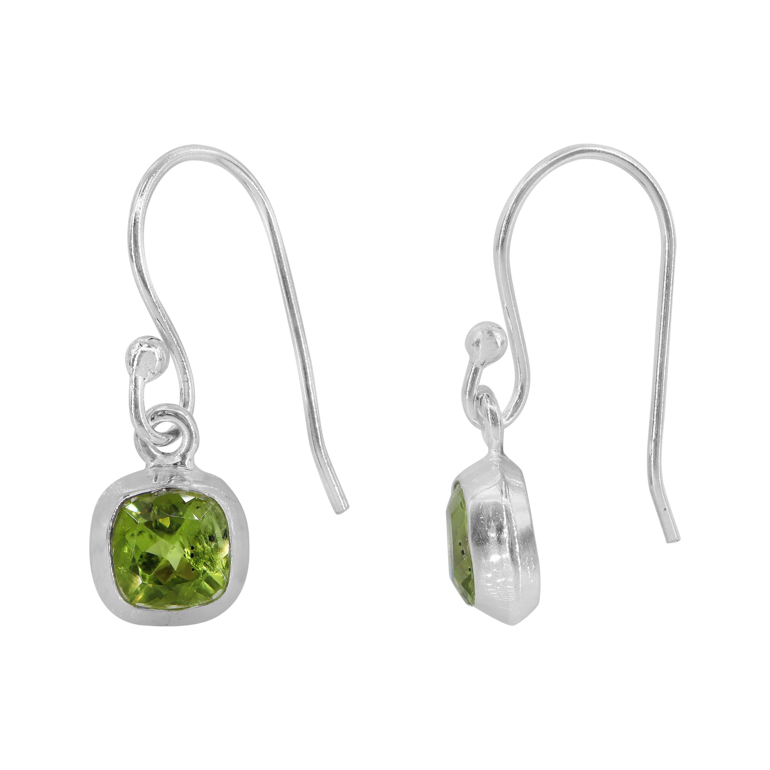 Square Peridot Earring Silver Earrings