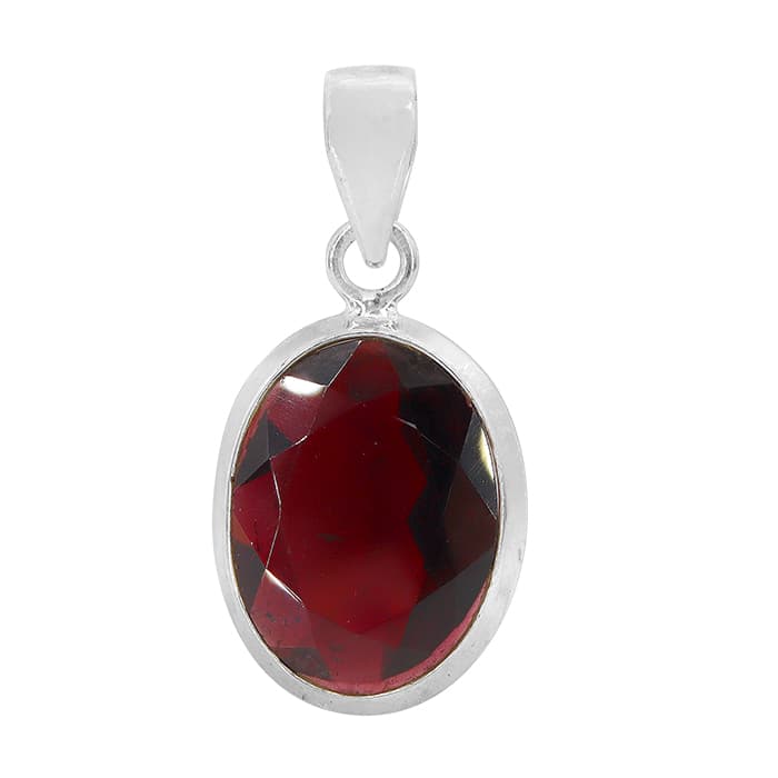 Oval Garnet Silver Pendant
