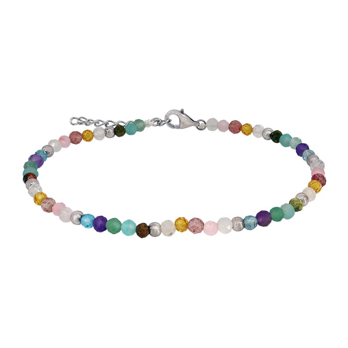 Multi Round Stone Silver Bracelet