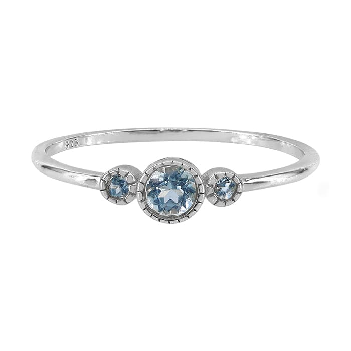 And 2mm Blue Topaz Silver Ring