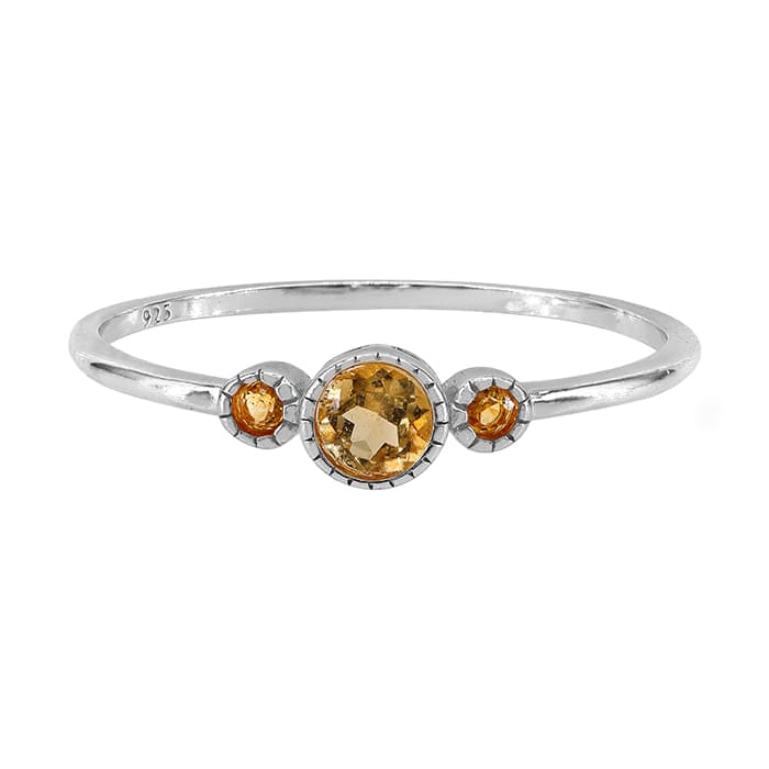 And 2mm Citrine Silver Ring