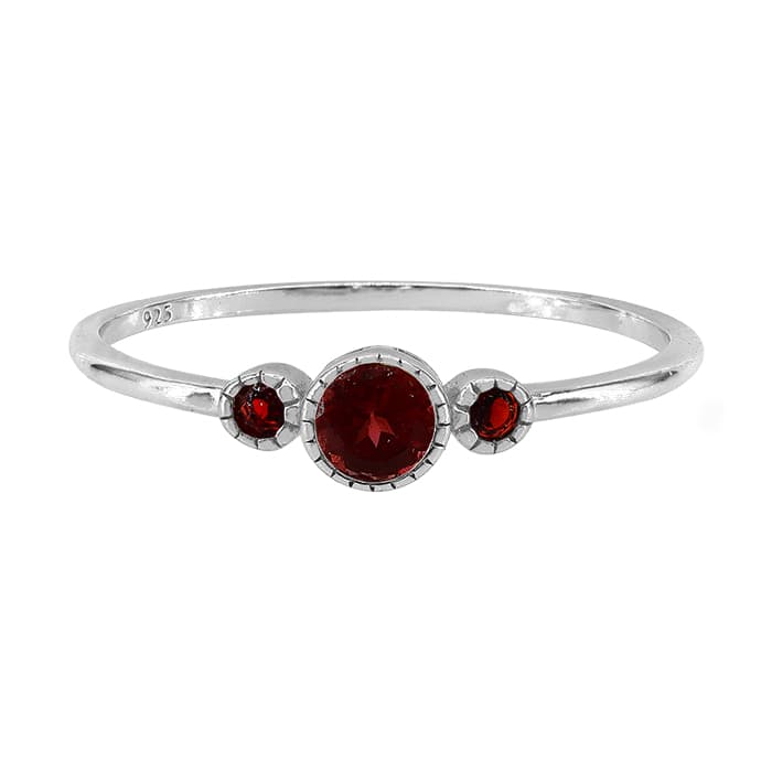 And 2mm Garnet Silver Ring
