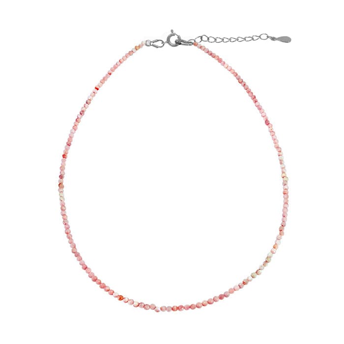 Pink Opal Silver Necklace