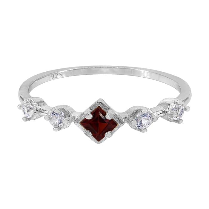 Garnet Silver Ring