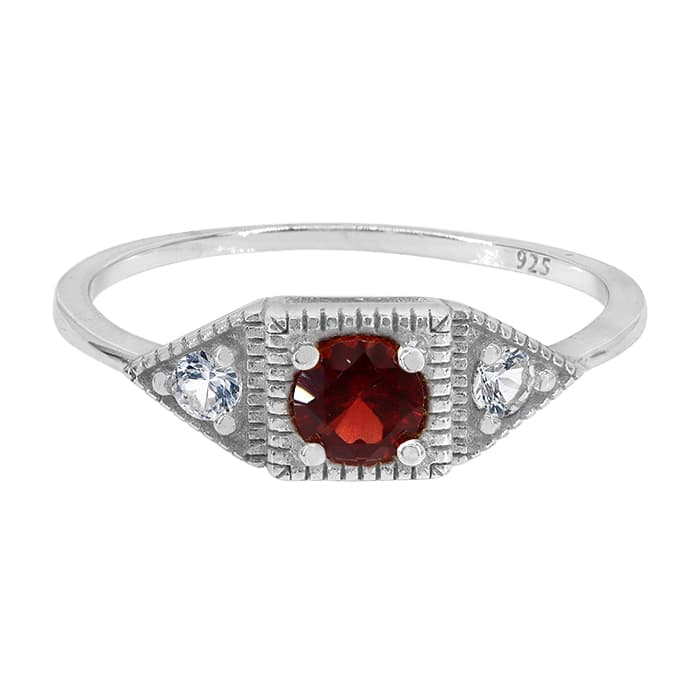 Garnet Silver Ring