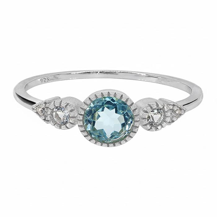 Blue Topaz Silver Ring