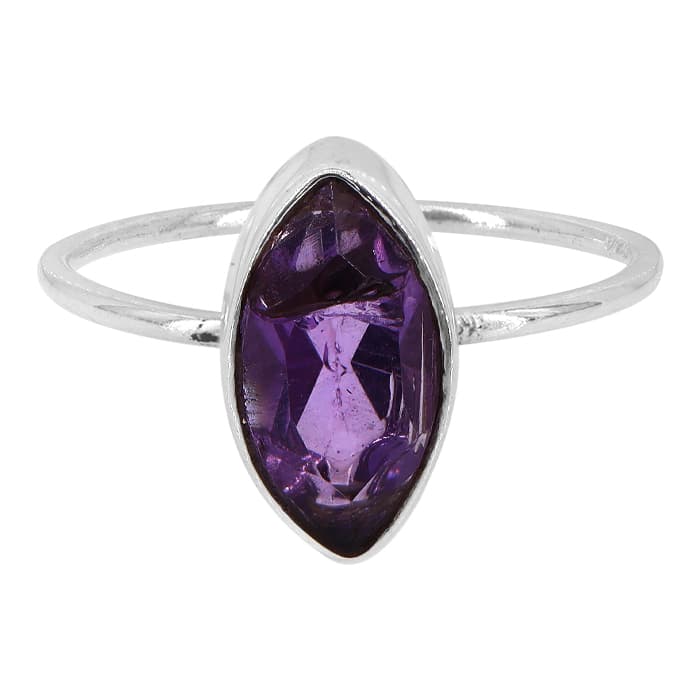 Marquise Amethyst Silver Ring