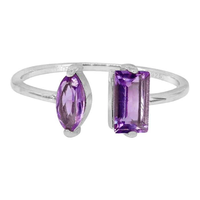 Amethyst Adjustable Silver Ring