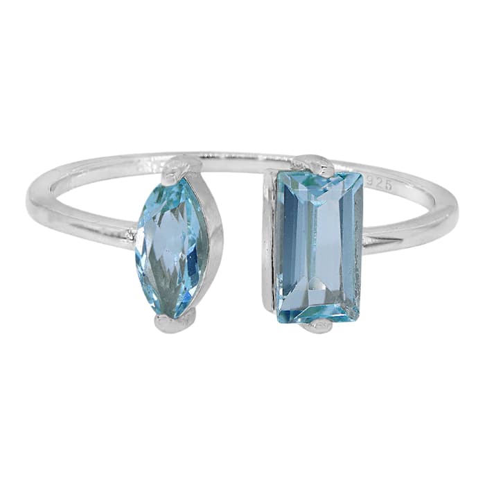 Blue Topaz Adjustable Silver Ring