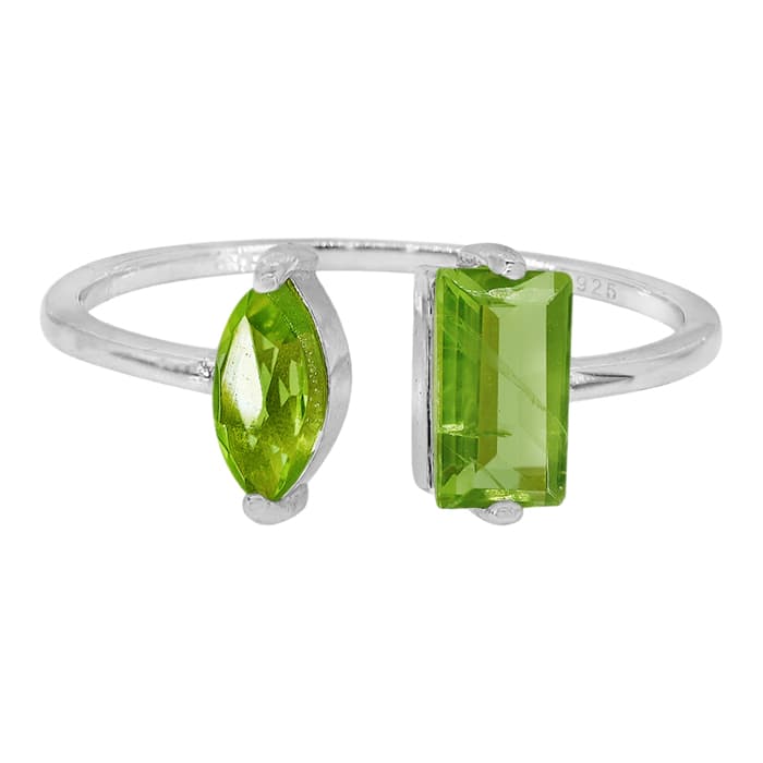 Peridot Adjustable Silver Ring