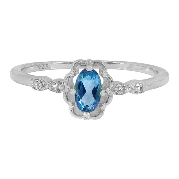 Blue Topaz Silver Ring