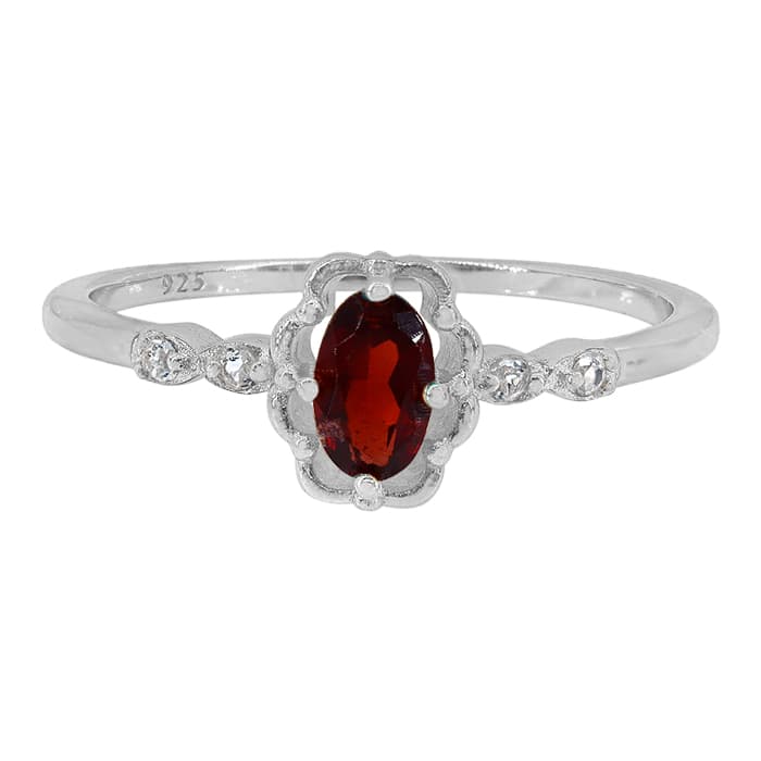 Garnet Silver Ring