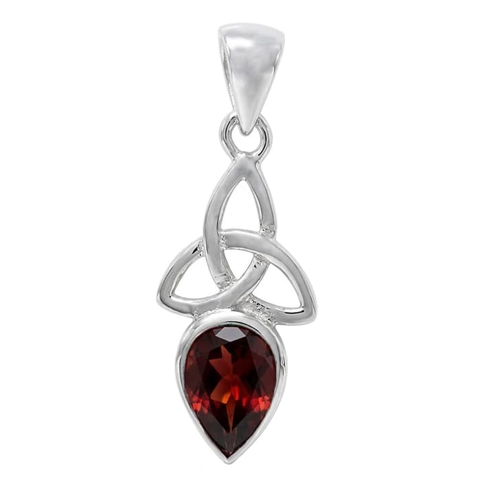 Celtic Knot Garnet Silver Pendant