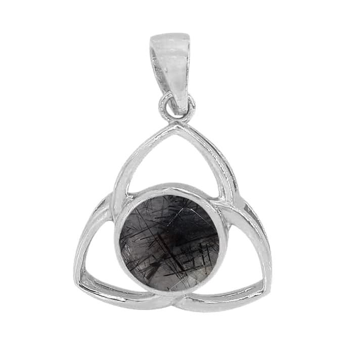 Triquetra Celtic Trinity Knot Quartz (rutilated) Silver Pendant