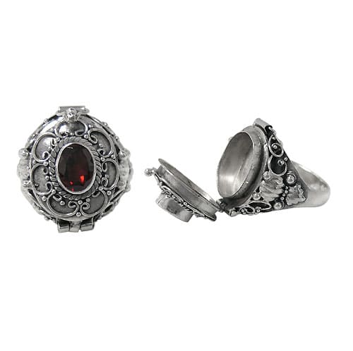 Width Garnet Silver Ring