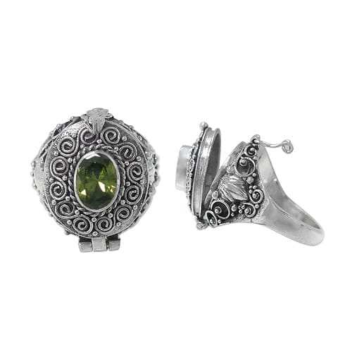 Width Peridot Silver Ring
