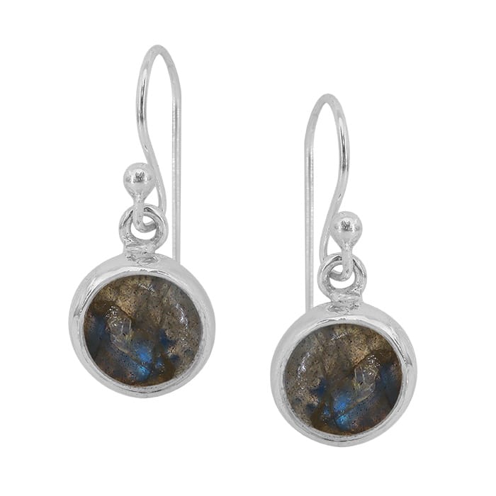 Round Labradorite Silver Earrings
