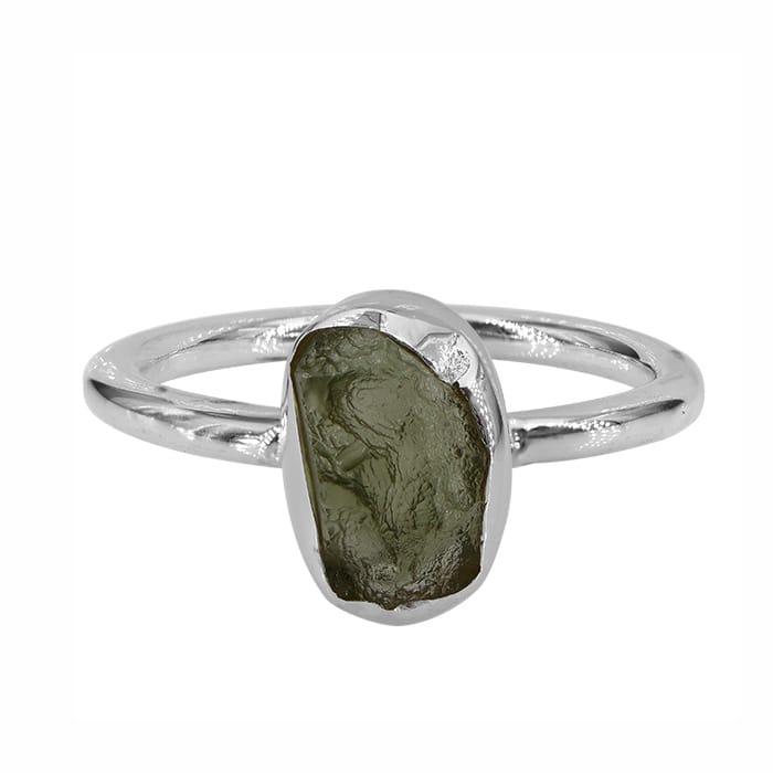 Free Shape Moldavite Silver Ring