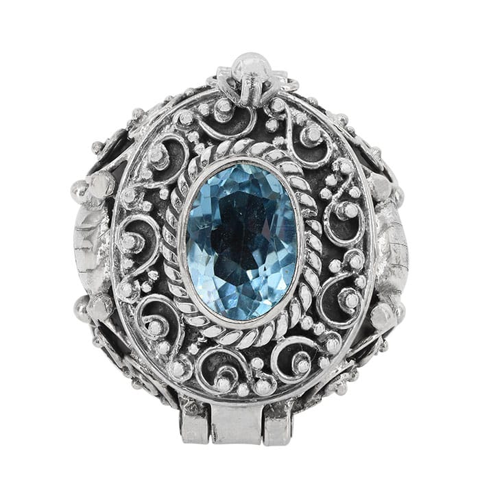 Blue Topaz Poison Silver Ring