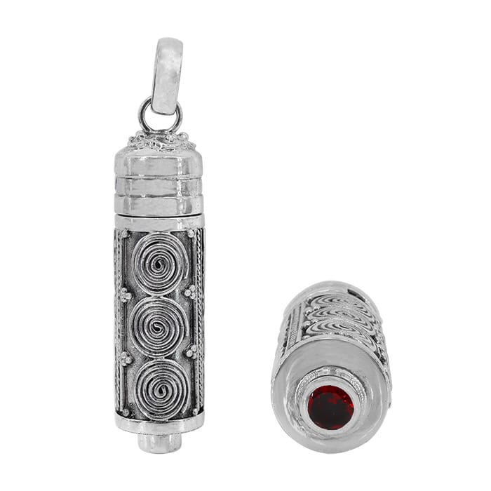 Poison Tube Garnet Silver Pendant