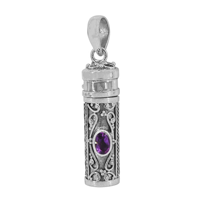 Poison Tube Amethyst Silver Pendant