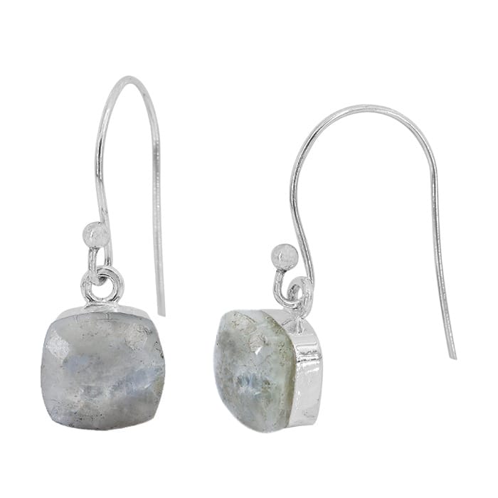 Rainbow Moonstone Silver Earrings