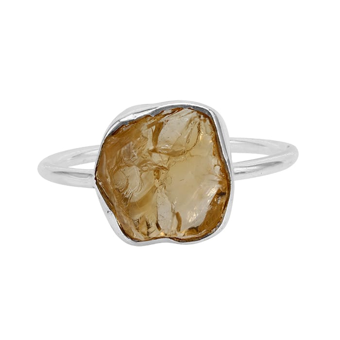Free Shape Citrine Silver Ring