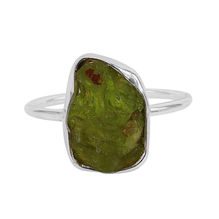 Free Shape Peridot Silver Ring