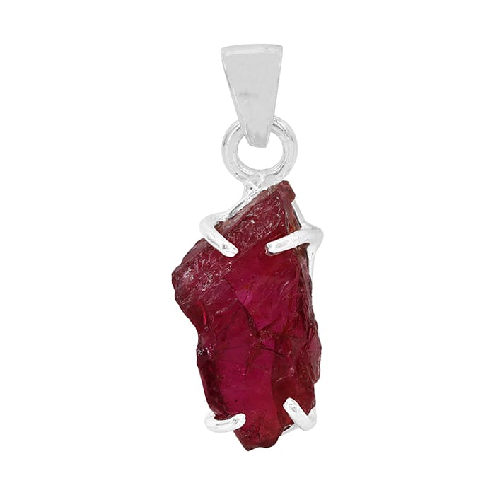 Free Shape Garnet Silver Pendant