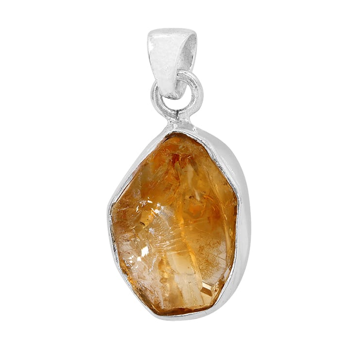 Free Shape Citrine Silver Pendant