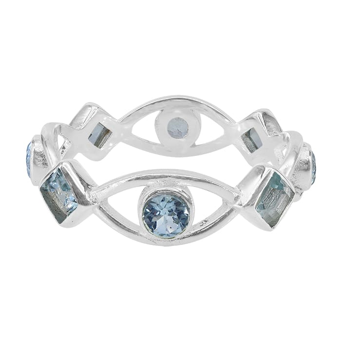 Evil Eye Topaz Silver Ring