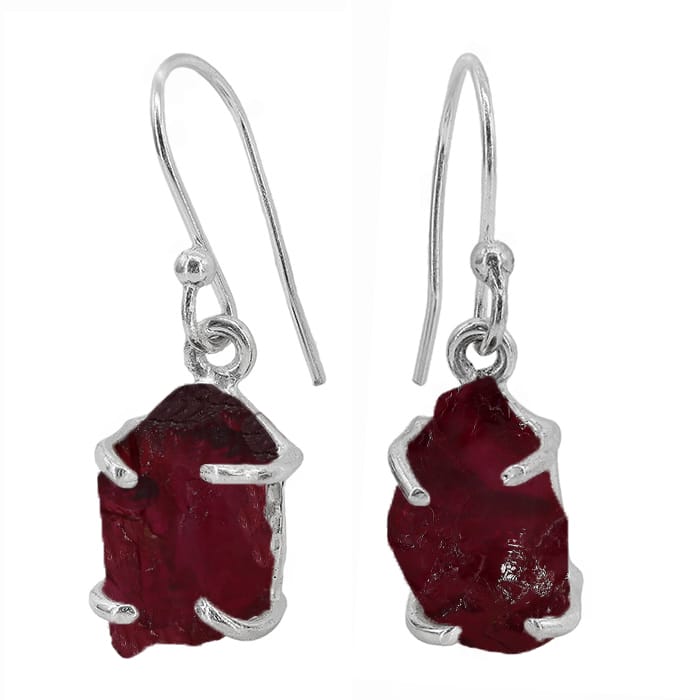 Free Shape Garnet Silver Earrings