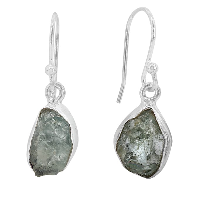 Free Shape Aquamarine Silver Earrings
