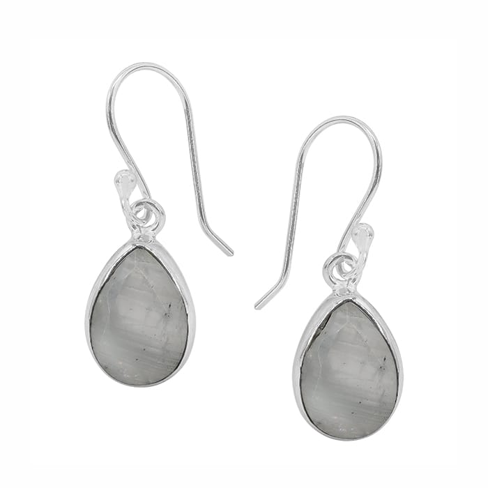 Rainbow Moonstone Silver Earrings