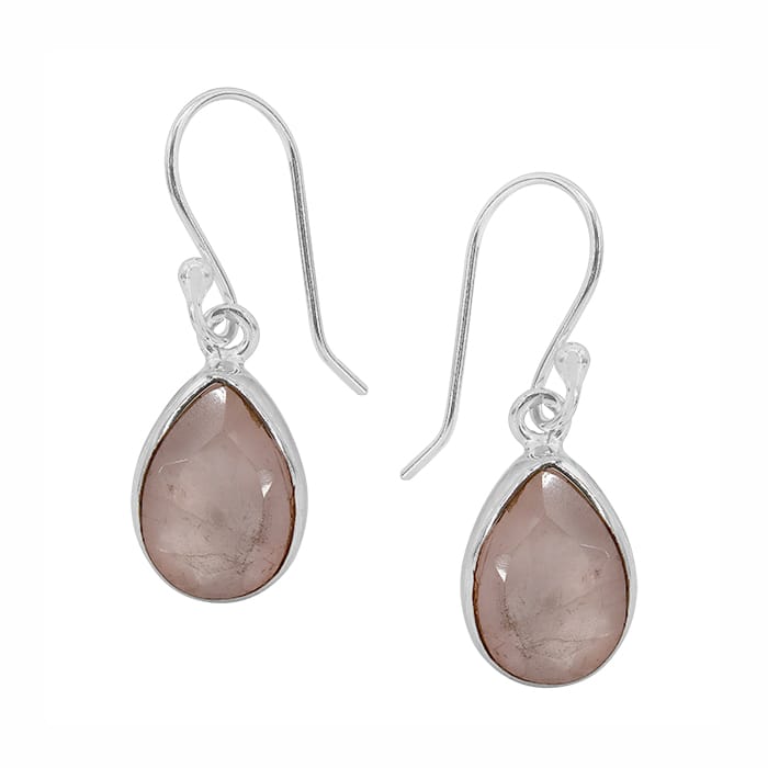 Rose Quartz Silver Earrings