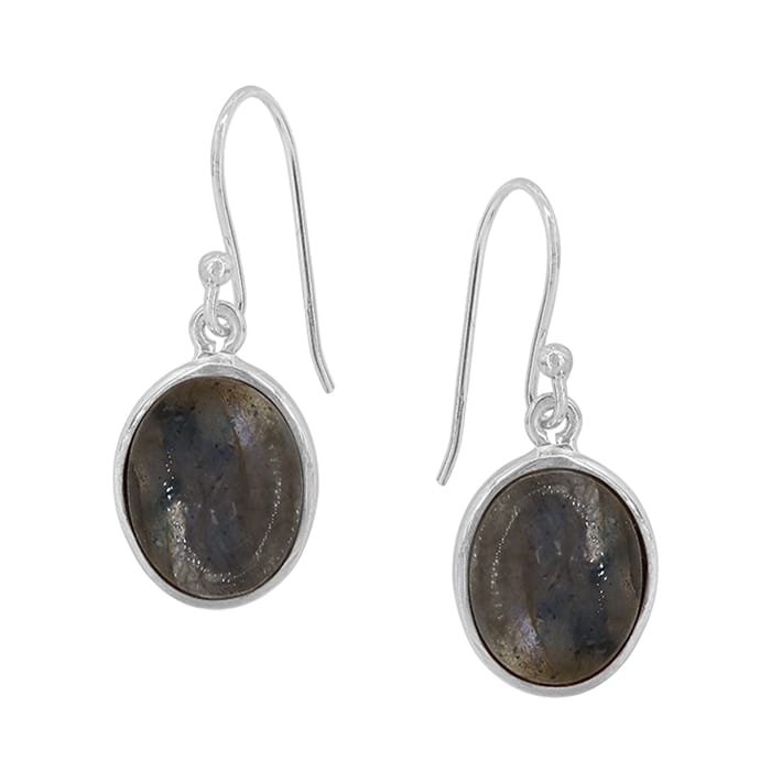 Oval Labradorite Silver Earrings