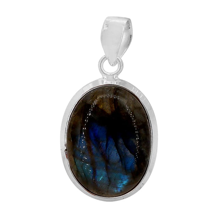 Oval Labradorite Silver Pendant