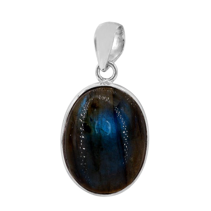 Oval Labradorite Silver Pendant