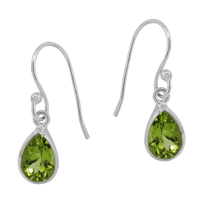 Teardrop Peridot Silver Earrings