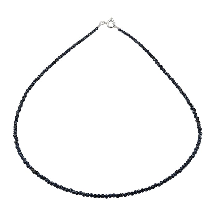 Black Spinel Coated Silver Necklace