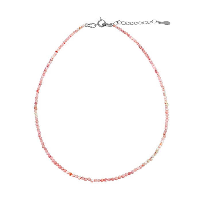 Pink Opal Silver Necklace