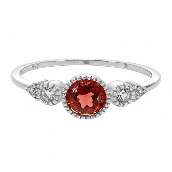 Garnet Silver Ring