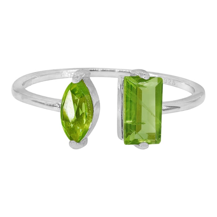 Peridot Adjustable Silver Ring