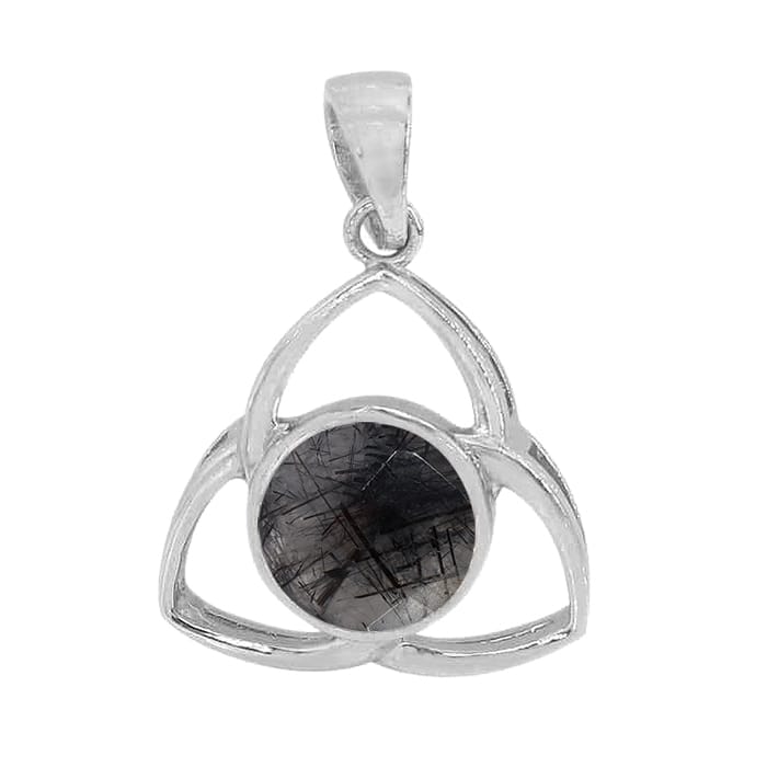 Triquetra Celtic Trinity Knot Quartz (rutilated) Silver Pendant