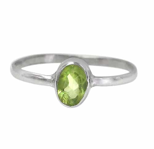 Oval Stone Peridot Silver Ring